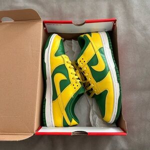 Nike Apple Green and Yellow Dunk Low, reverse Brazil dunks